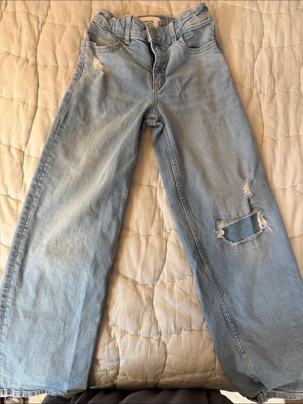 Abercrombie & Fitch Light Blue Wide-Leg Distressed Jeans